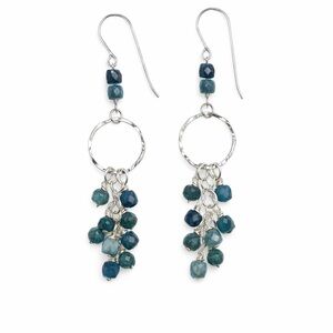 HK1022 S924 Blue Tourmaline Dangle Earrings